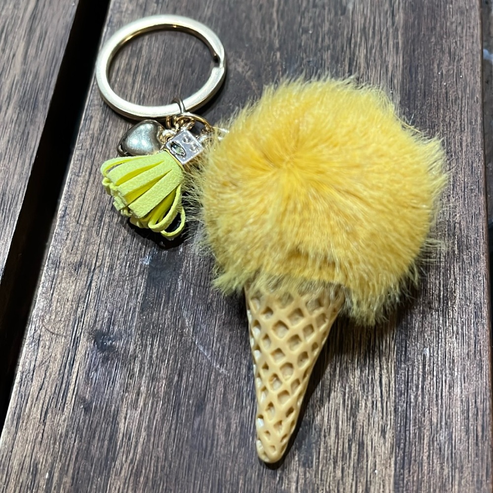 Mustard Ice Cream Cone key Chain New